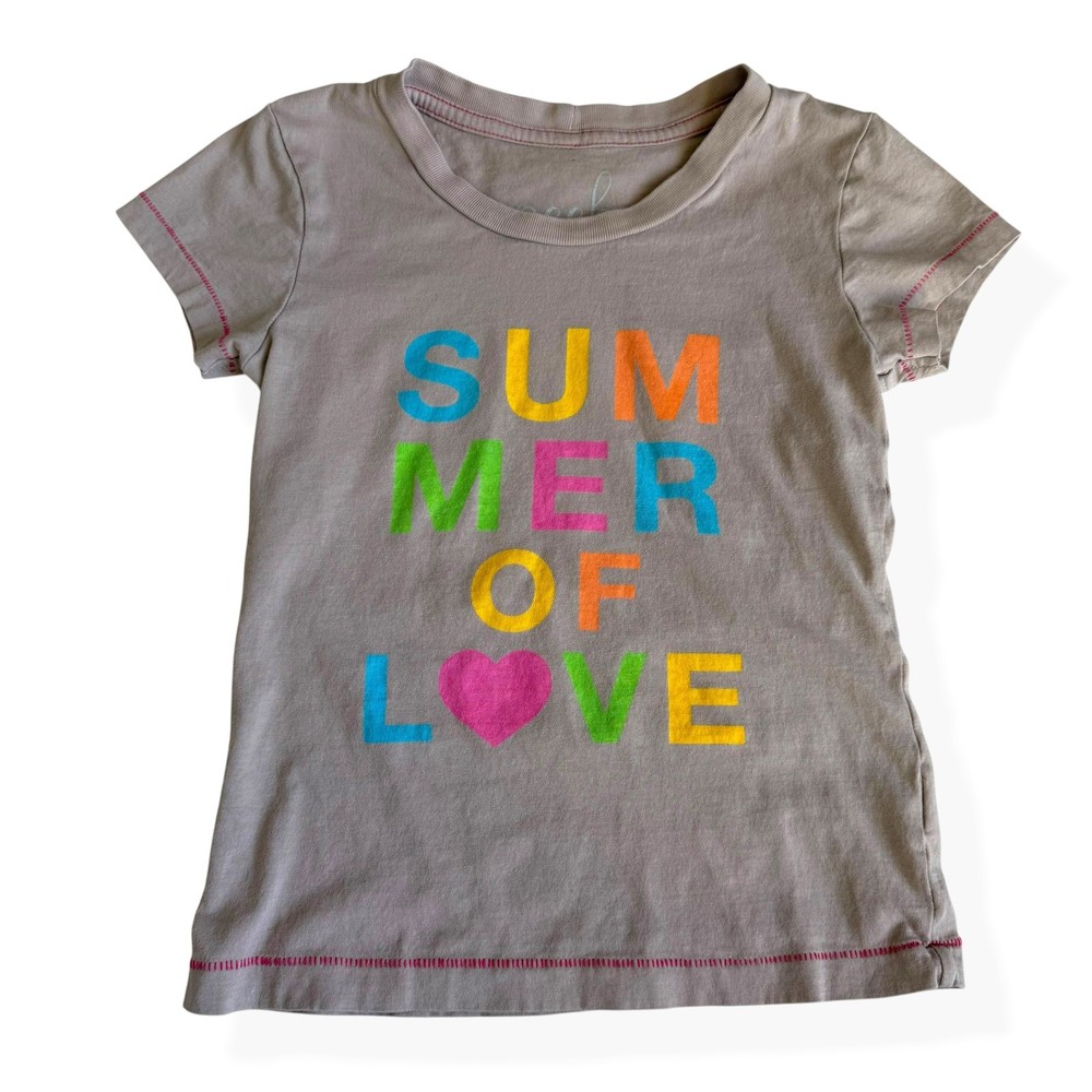 Peek Summer Of Love Taupe Graphic T-Shirt Girls XS 2/3