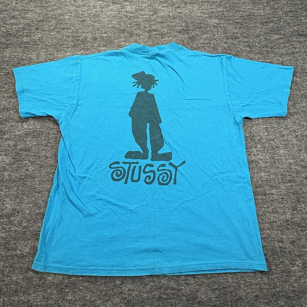Vtg Stussy Shadowman T Shirt Men’s L Blue 90s Streetwear Logo Skate Tee