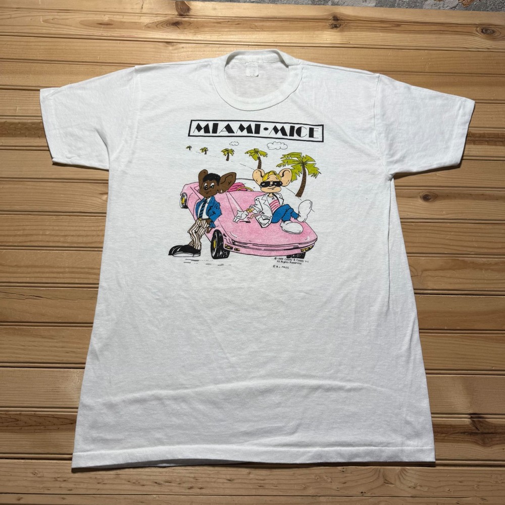 Vintage 1985 Miami Mice Car Miami Vice Parody Cartoon Graphic T-Shirt - Size XL