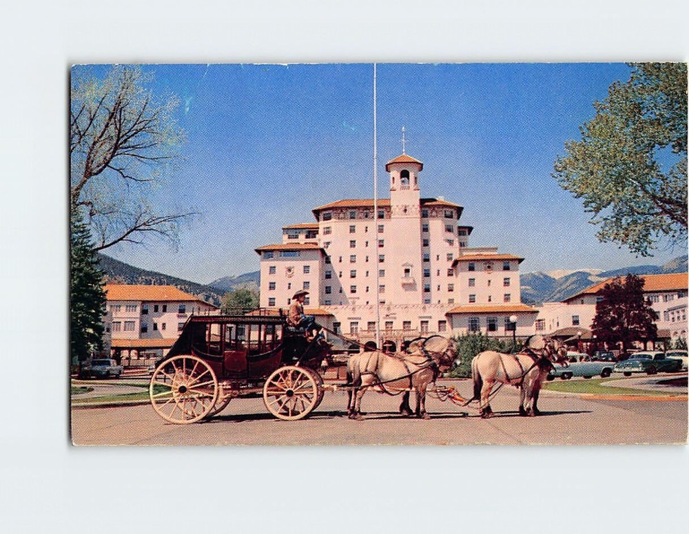 Postcard Concord Stagecoach Broadmoor Hotel Colorado Springs Colorado USA
