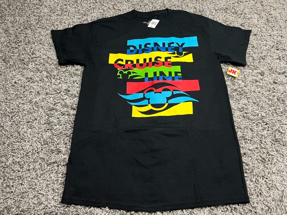 NEW Disney Cruise Line Shirt Adult Medium Black Mickey Mouse Blue Yellow DCL