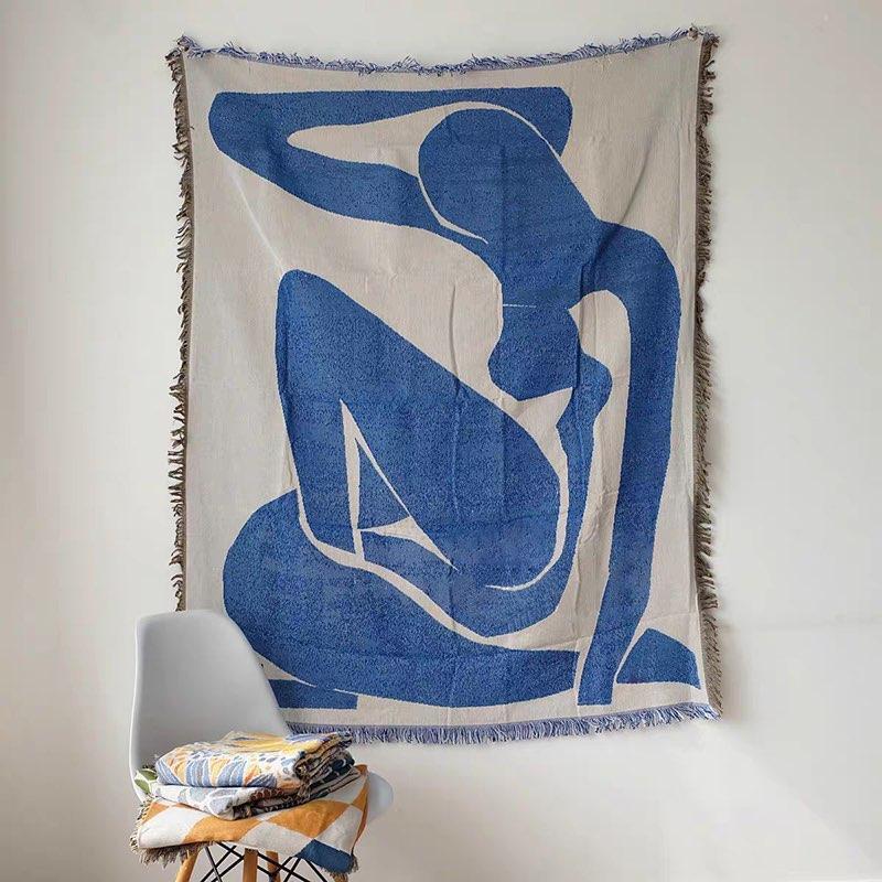 Throw Blanket Art Sofa Covers Modern Medium Multicolor Woven Machine Washable