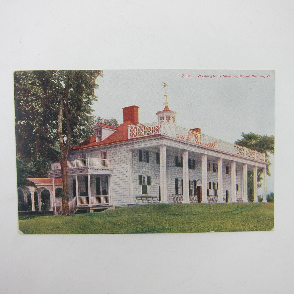 Postcard Washington's Mansion Mt. Vernon Virginia Sacred Shrine Antique Unposted
