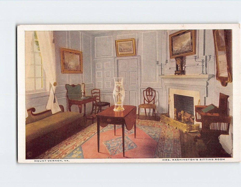 Postcard Mrs Washington's Sitting Room Mount Vernon Virginia