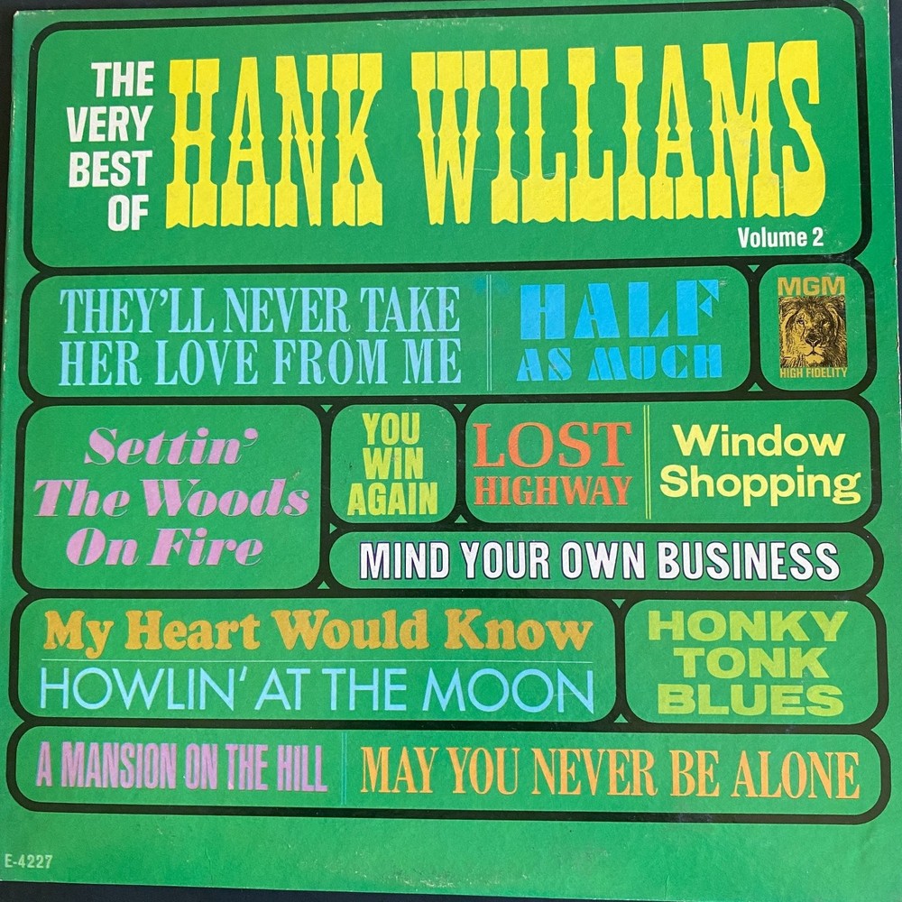 Hank Williams – The Very Best Of Vol 2 LP Record MGM Country 33 RPM