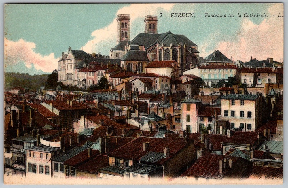 Antique Postcard Notre-dame Cathedral Verdun, Fr 1910s