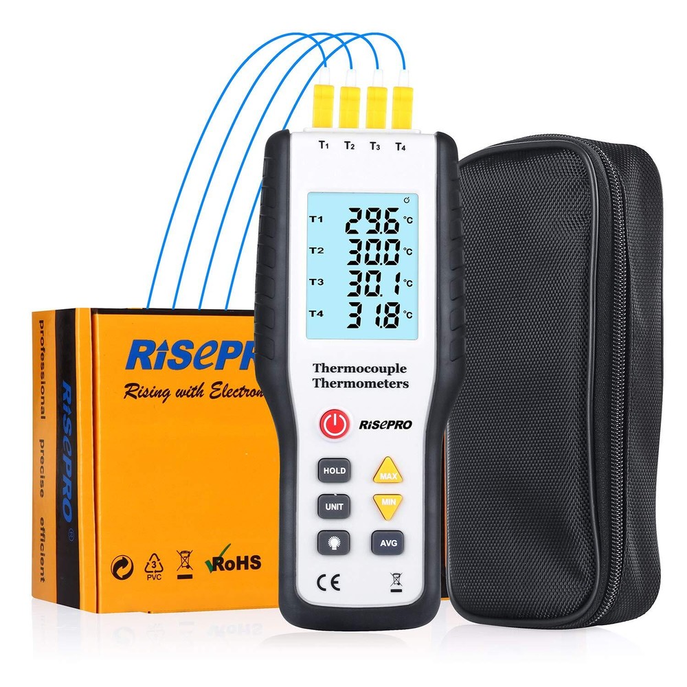 Thermocouple Thermometer, 4 Channel K Type Digital Thermometer Thermocouple -...