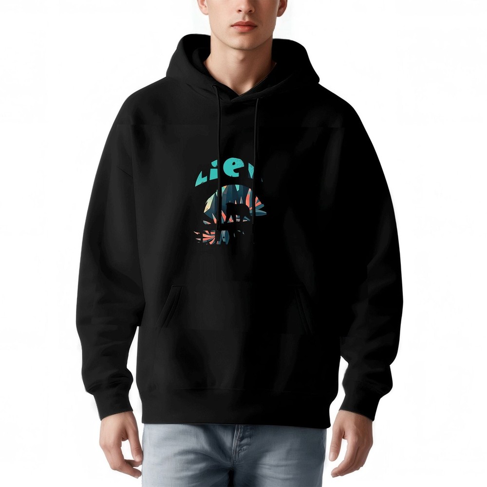 Men's Loose Fit Hoodie with Front Pocket Colorful Abstract Graphic Design Bold '-image