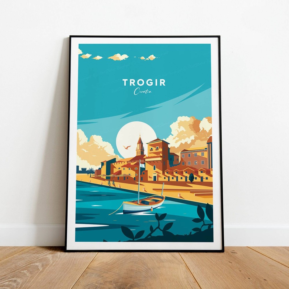 Trogir Traditional Travel Print Croatia Trogir Poster Croatia Print Wedding