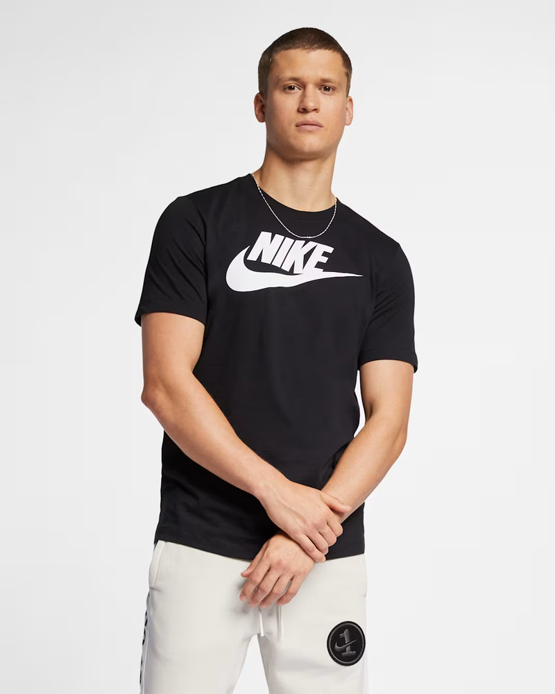 Nike Sportswear Athletic Hybrid Tee w/Nike Futura Nike Swoosh Logo - Black - MED