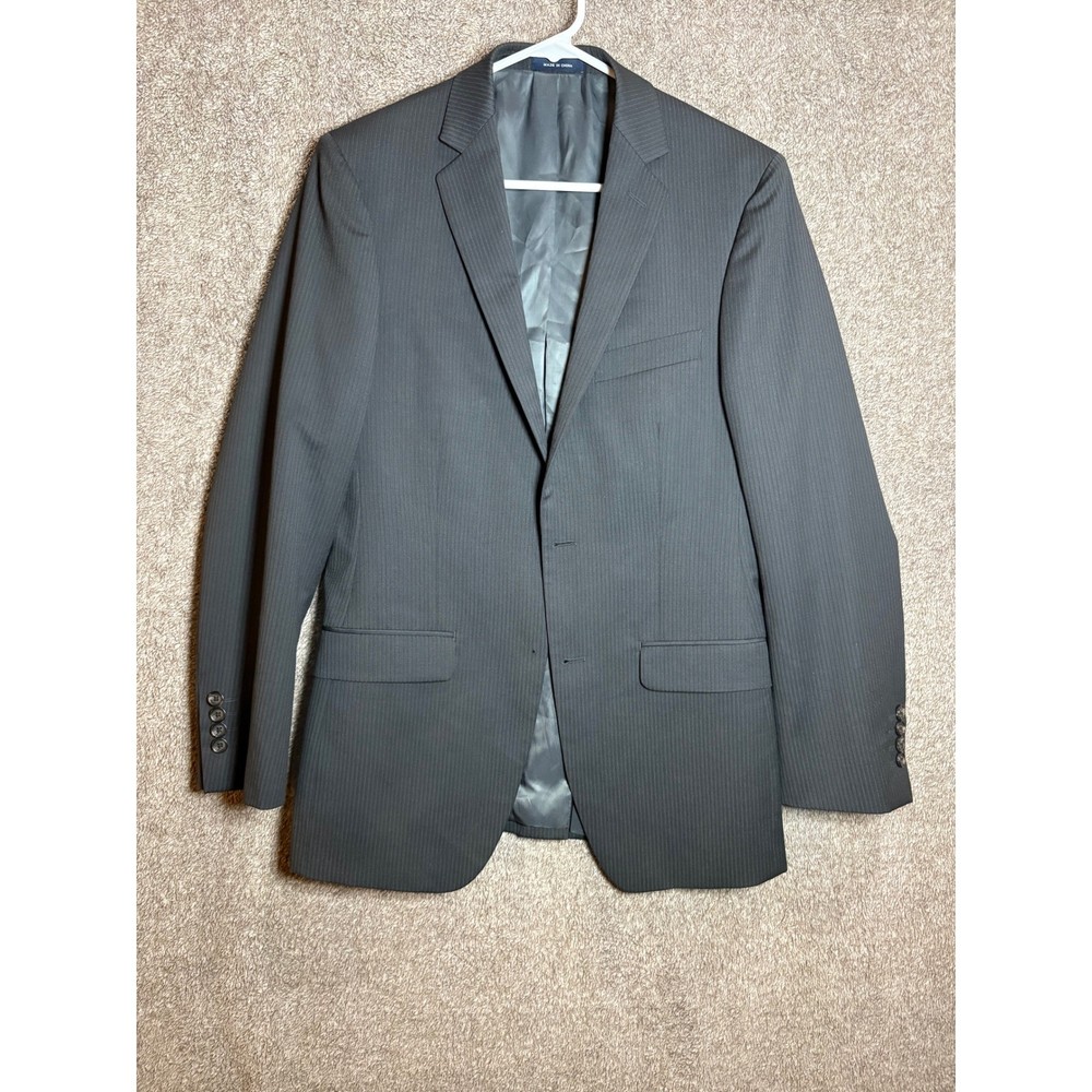 Ralph Lauren Mens Gray Pinstripe Wool Suit Jacket Blazer 36R
