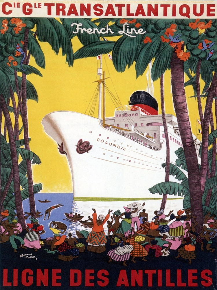 Decor Transatlantic French Line Travel Poster. Graphic Design. Wall Art. 2087