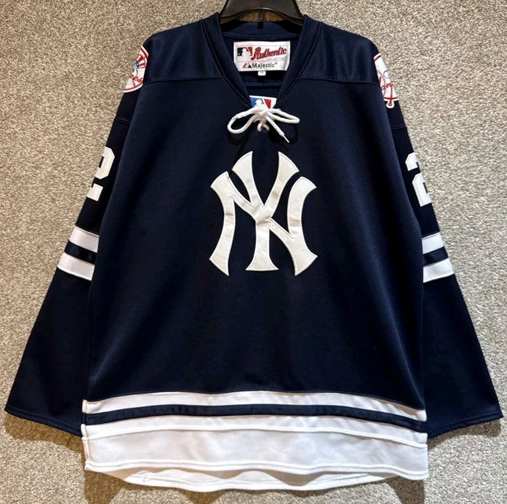 Majestic MLB Mens New York Yankees Derek Jeter Hockey Jersey Size 56 3XL