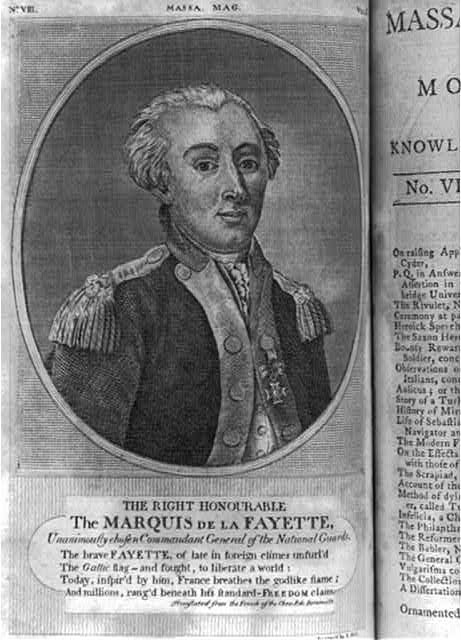 Photo:Marquis de Lafayette Portrait 1790 National Guards Uniform Engraving
