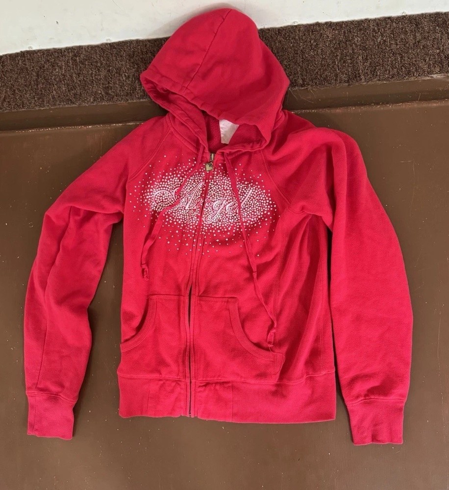 Y2K Victoria’s Secret Angel Rhinestone Wings Zip Up Hoodie - Women’s Medium