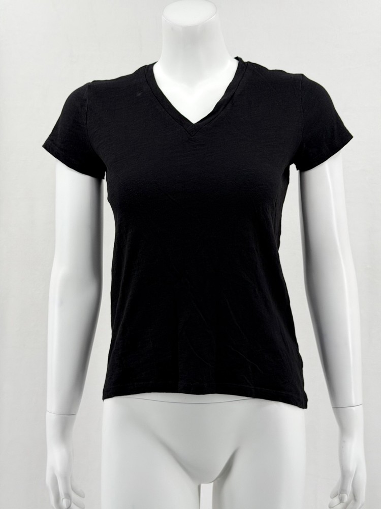 Michael Kors Top Womens XS Black V-Neck Short Sleeve 100% Cotton Basic Casual