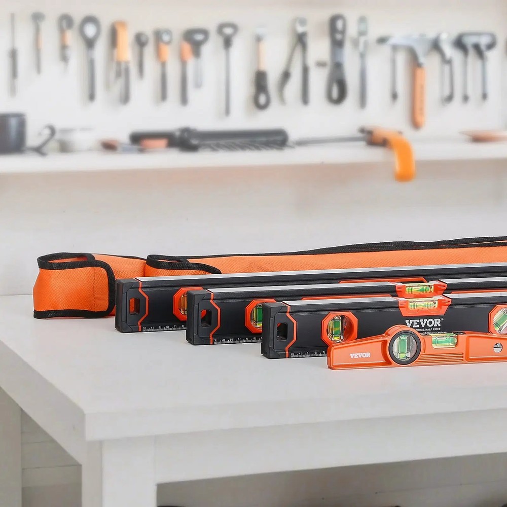 4-Piece Torpedo Level, 48/24/16/10 Inch All Magnetic Levels Set, Fluorescent Lig