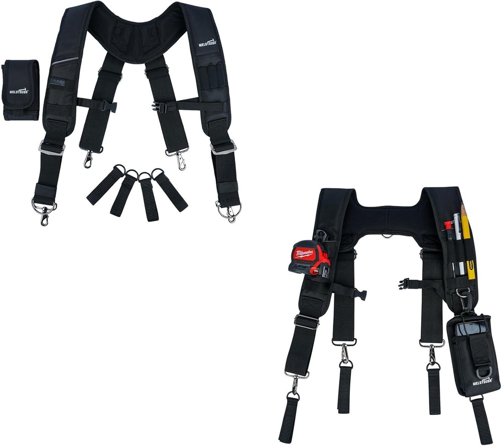 Heavy Duty Padded MELOTOUGH Tool Belt Suspenders for Construction Work