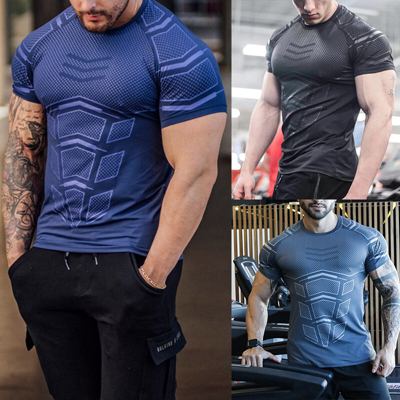 Men Gyms Fitness T-shirt Skinny Bodybuilding T shirt Muscle Workout Tee To