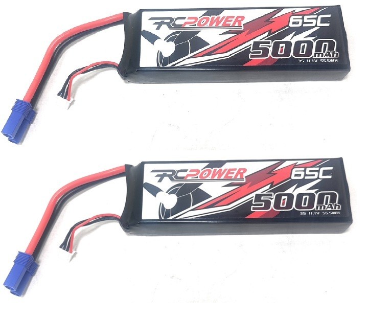 2pk 5000mAh 65C 3S 11.1V LiPo Battery EC5 Plug for RC Car Helicopter Boat Drone