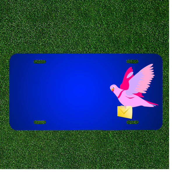 Custom Personalized License Plate With Add Names To Carrier Pigeon Letter Pink
