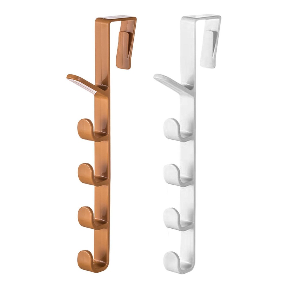 1 Pack Over The Door Hook Hanger 5 Hook Heavy Duty Organizer Rack Bathroom white
