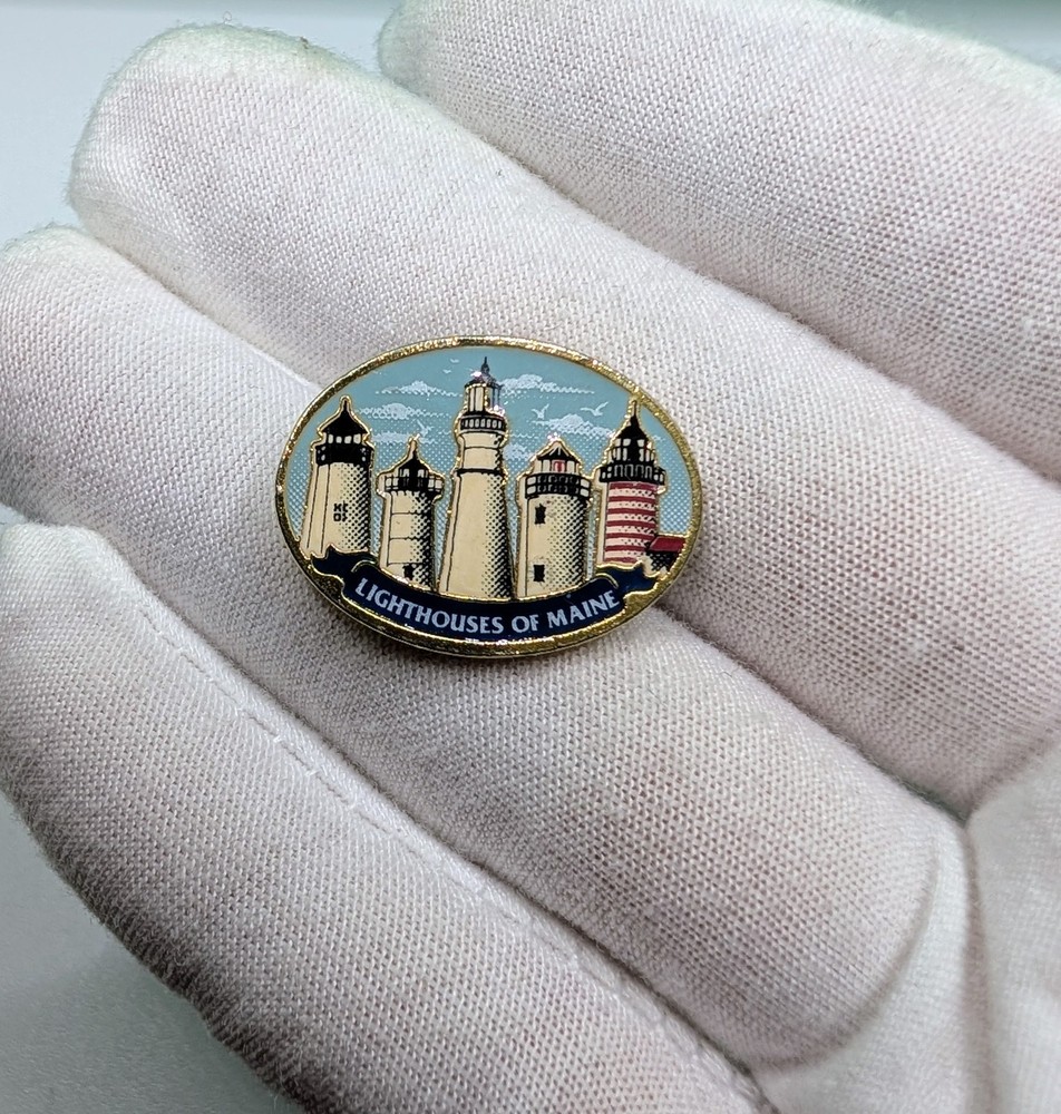 Lighthouses of Maine Souvenir Enameled Travel Lapel Pin