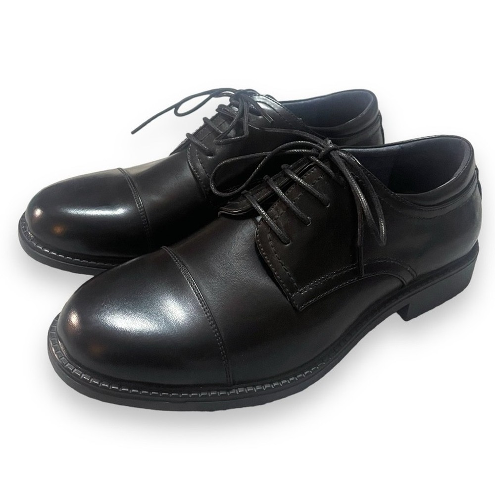 Men's Black Dress Shoes Size 9 Oxford Shoes Classic Lace Up Formal Cap Toe