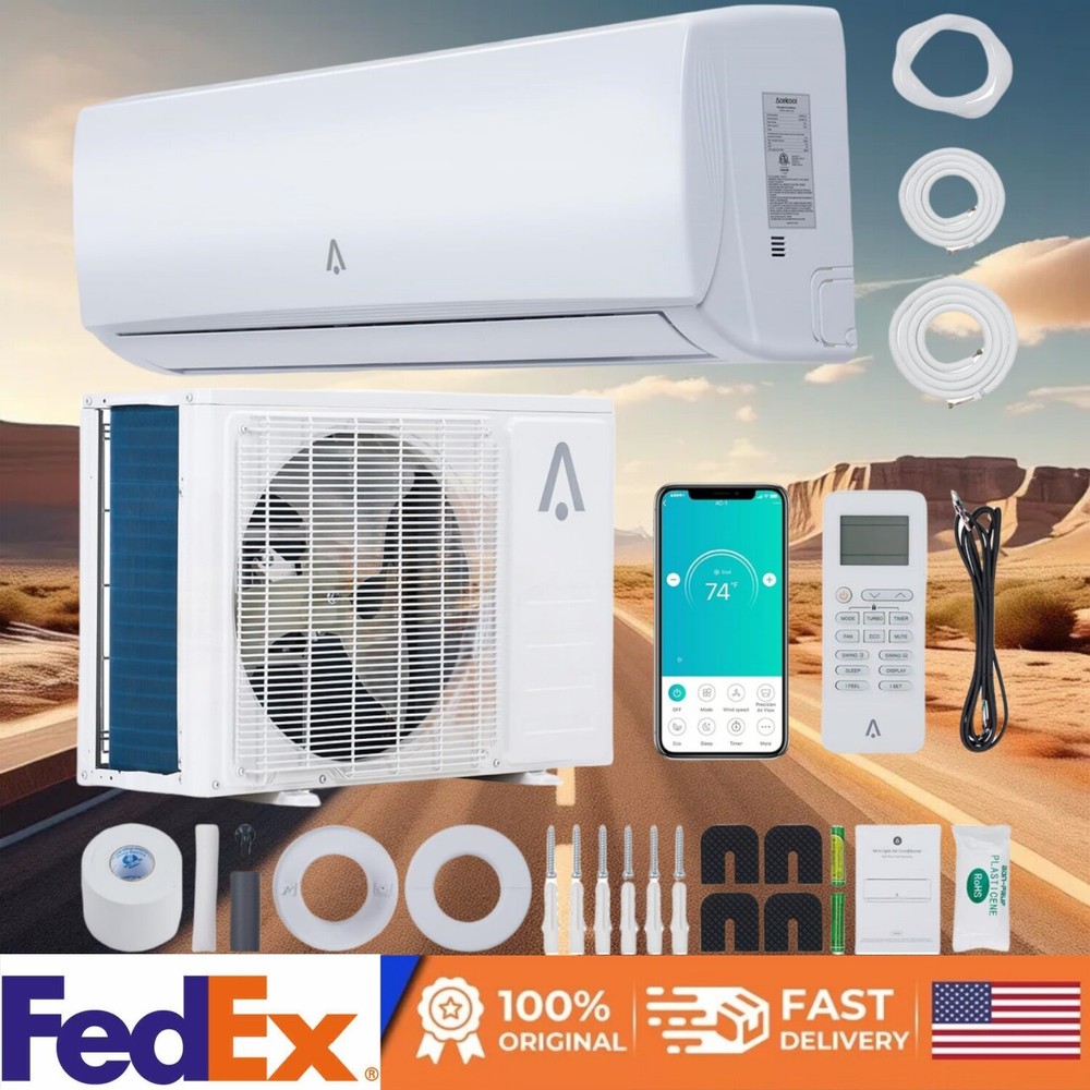 18000BTU Mini Split AC Heat Pump with 16.4ft Installation Kit