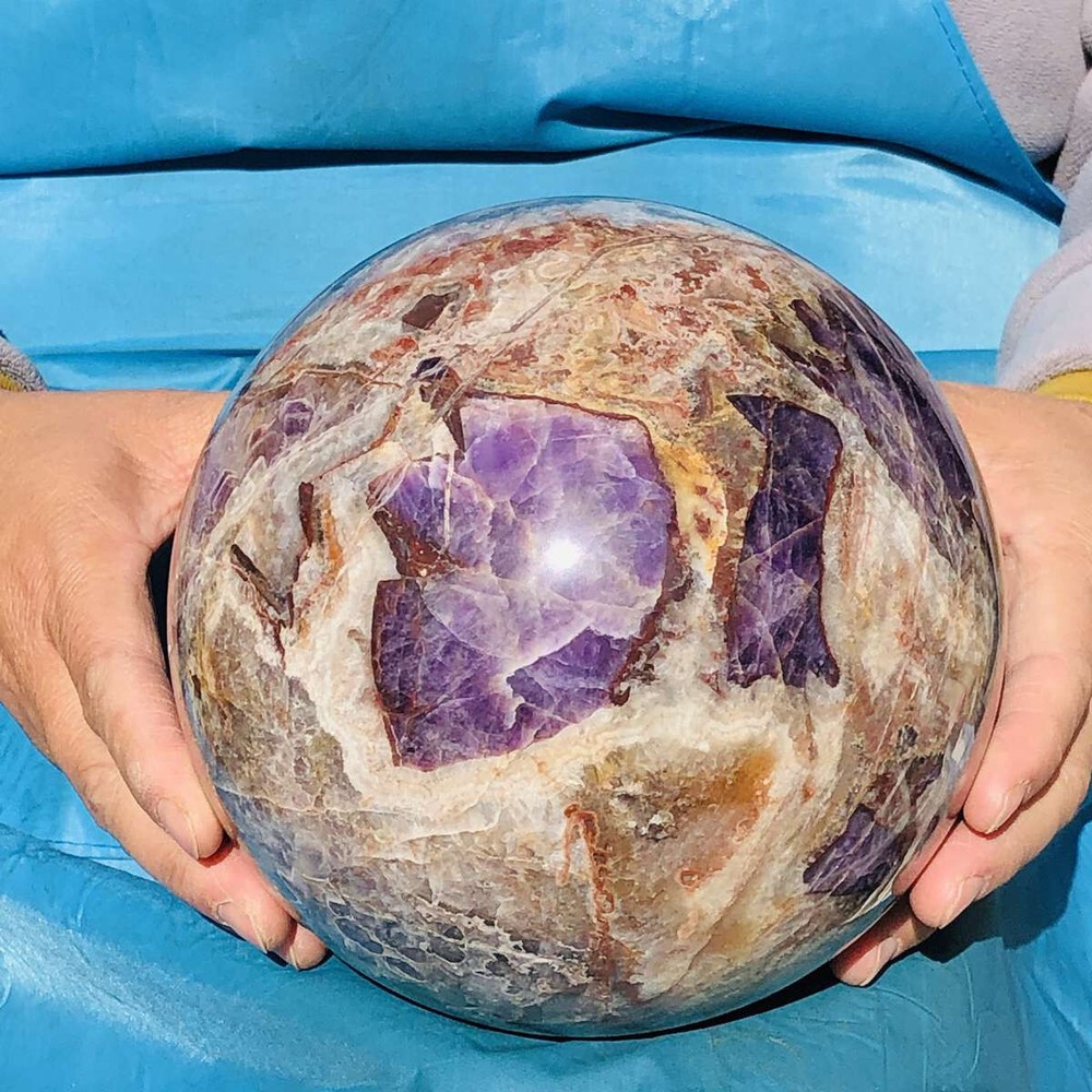5640G Natural Beautiful Dream Amethyst Quartz Crystal Sphere Ball Healing 3300