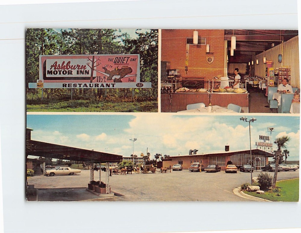 Postcard Ashburn Motor Inn Honeybear Restaurant Ashburn Georgia USA