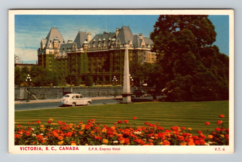 Canada- Victoria B.C Empress Hotel & Gardens Postal Old PC View Vintage Postcard