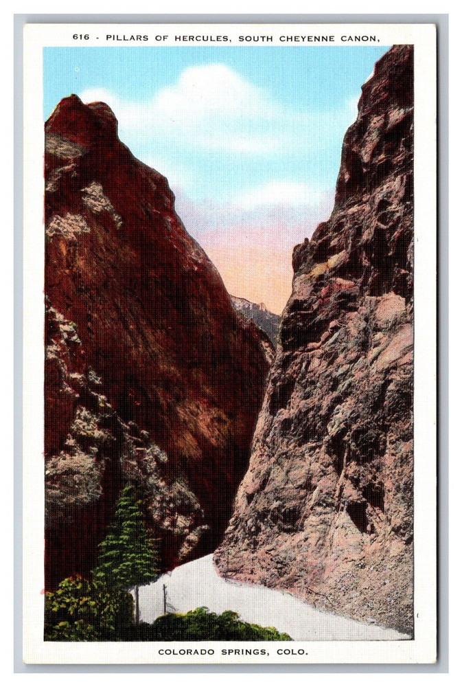 Colorado Springs CO Pillars of Hercules South Cheyenne Canon 616 Linen Postcard