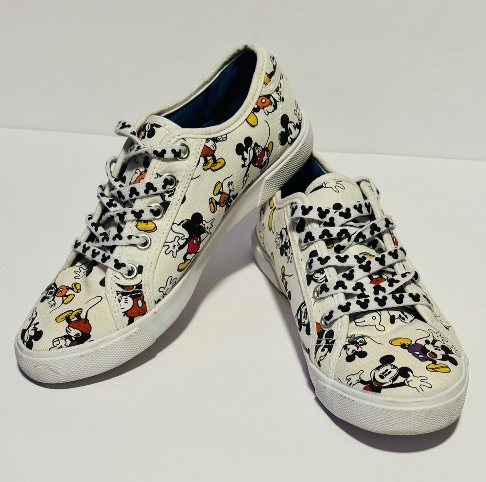 Disney Parks Women’s 6 Mickey Mouse Canvas Tennis Casual Shoes Lace Up Laces