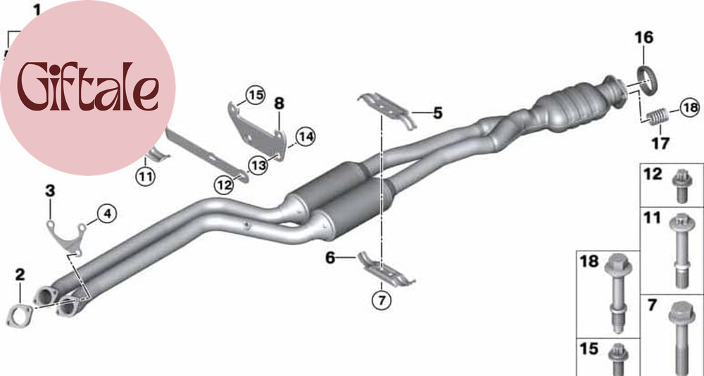 Genuine Exhaust System Front Pipe Bracket 323I 325I 328I 330I 323I 328I 328I 328