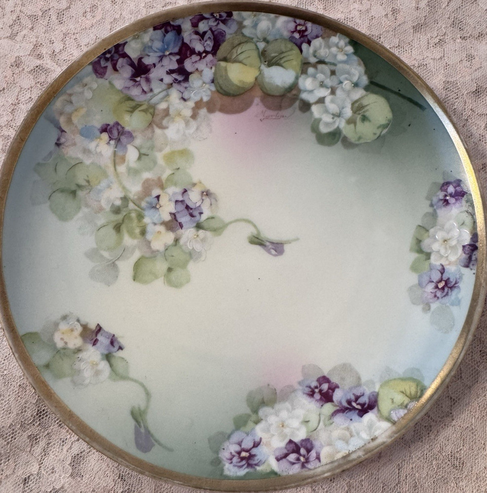 Antique O & EG Royal Austria Hand Painted Porcelain Plate Gilt Signed Martin
