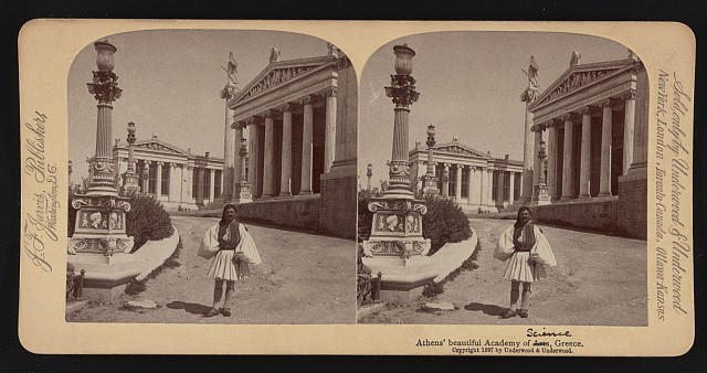 Photo:Athens Greece 1897 Academy of Science Classical Building Stereo View-image