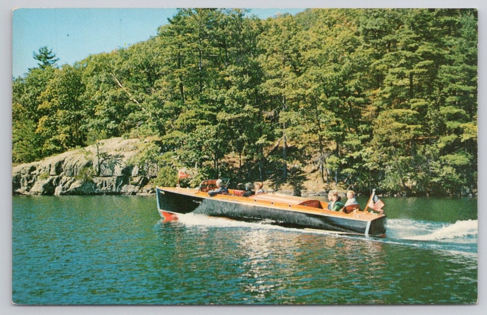 Lake George NY Boating Islands Vintage Chrome Postcard Richard K. Dean
