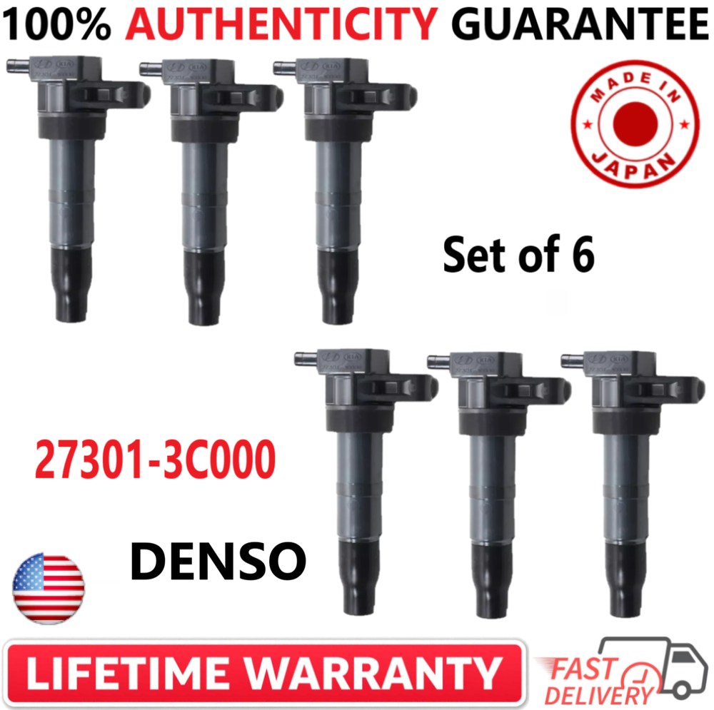 x6 OEM GENUINE DENSO Ignition Coils For 2010-2019 Hyundai, Kia V6 27301-3C000