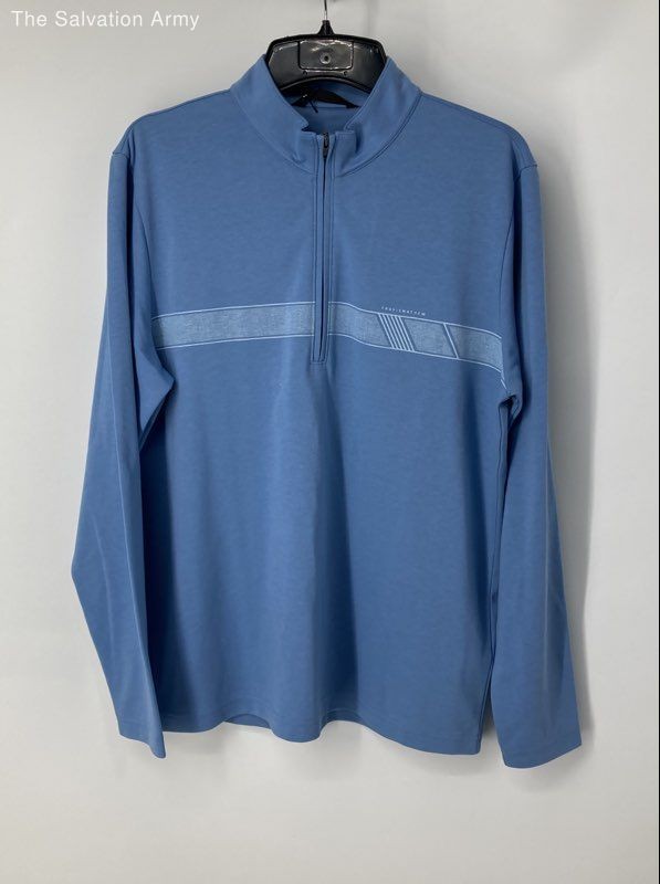 TravisMathew Mens Baby Blue Long Sleeve Mock Neck Pullover T-Shirt Size Large