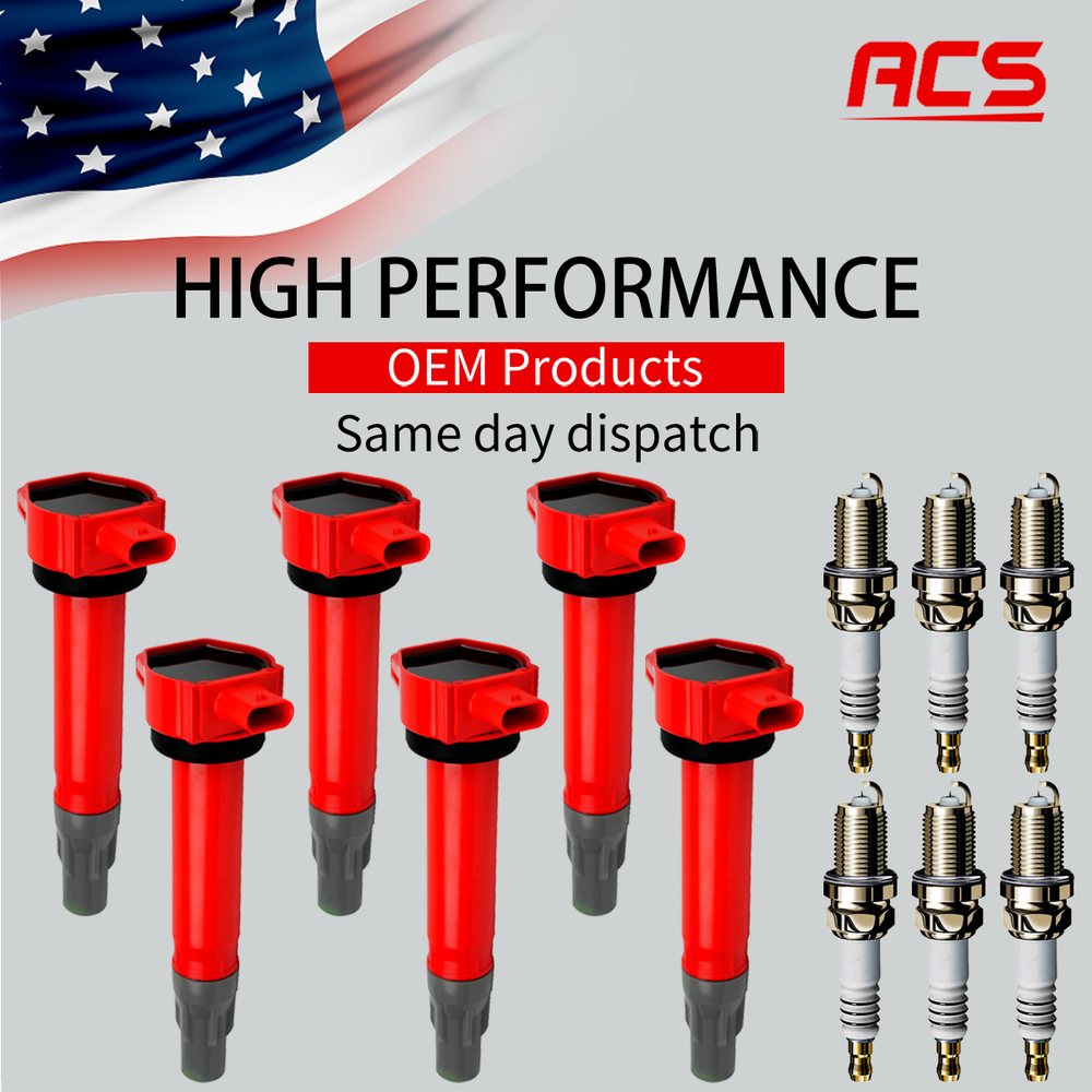 Bobina de encendido OEM 6X y 6 bujías de iridio para Chrysler Dodge 3,5 L 4,0 L UF502