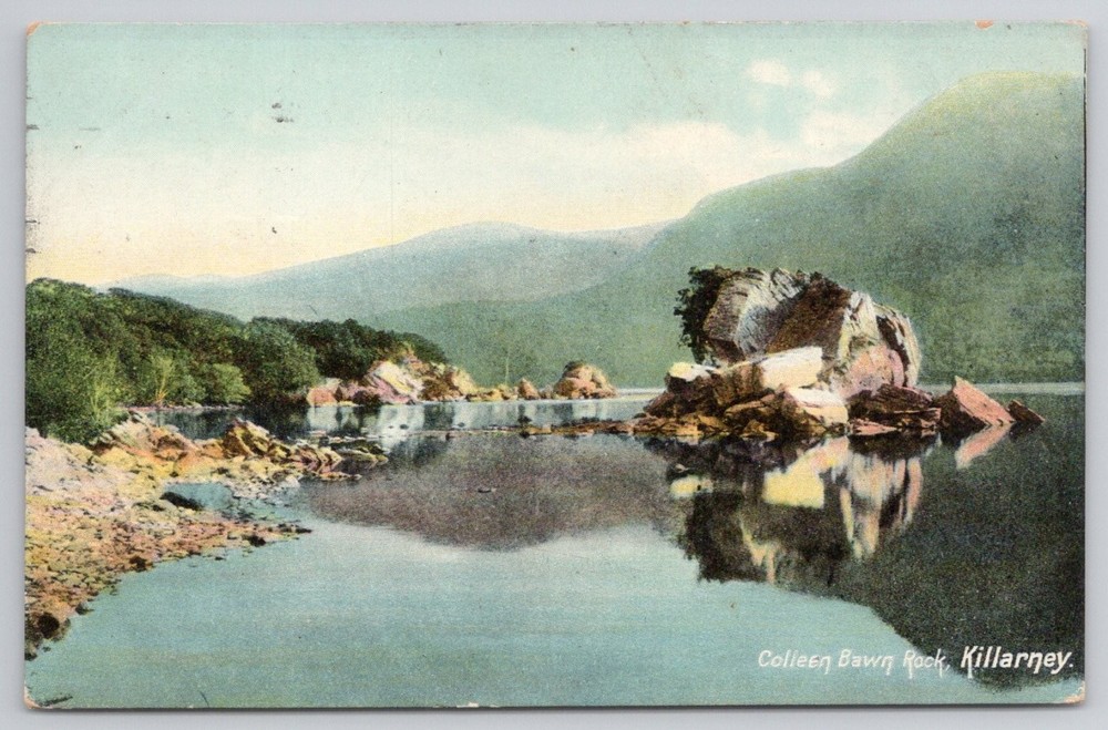 Colleen Bawn Rock Killarney Ireland 1908 Postcard B.B. London Scenic Lake