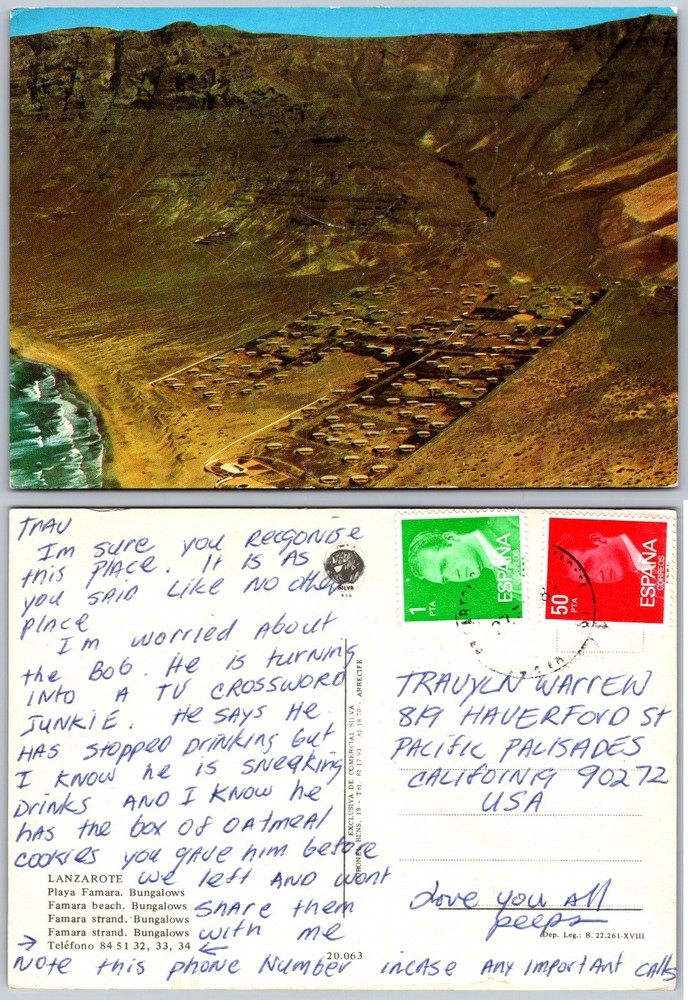Continental Lanzarote Bay Spain Postcard