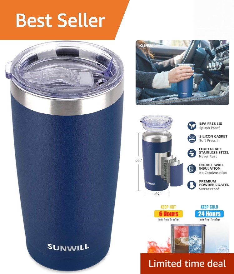 Travel Coffee Tumbler 20 oz, Insulated Mug with Lid, Stainless Steel Cup for ...