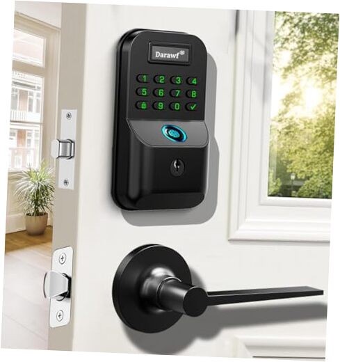 Smart Fingerprint Door Lock with Dual Lever Handles - Keyless Entry