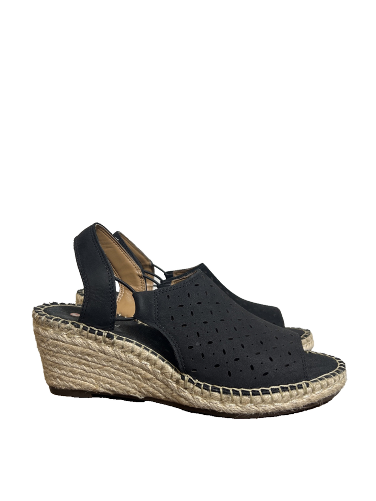 Clarks Womens Petrina Gail Black Nubuck Espadrilles Size 7 Comfortable Casual Shoes