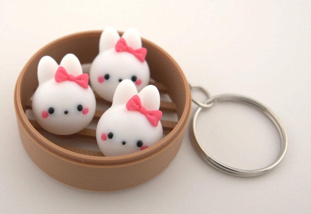 Bunny Dim Sum Keychain - Kawaii Rabbit Charm