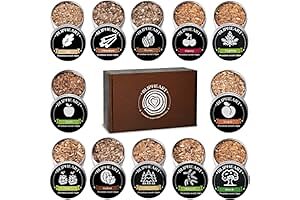Astillas de madera para fumador de cócteles, paquete de 12 sabores astillas de madera para fumar, madera natural