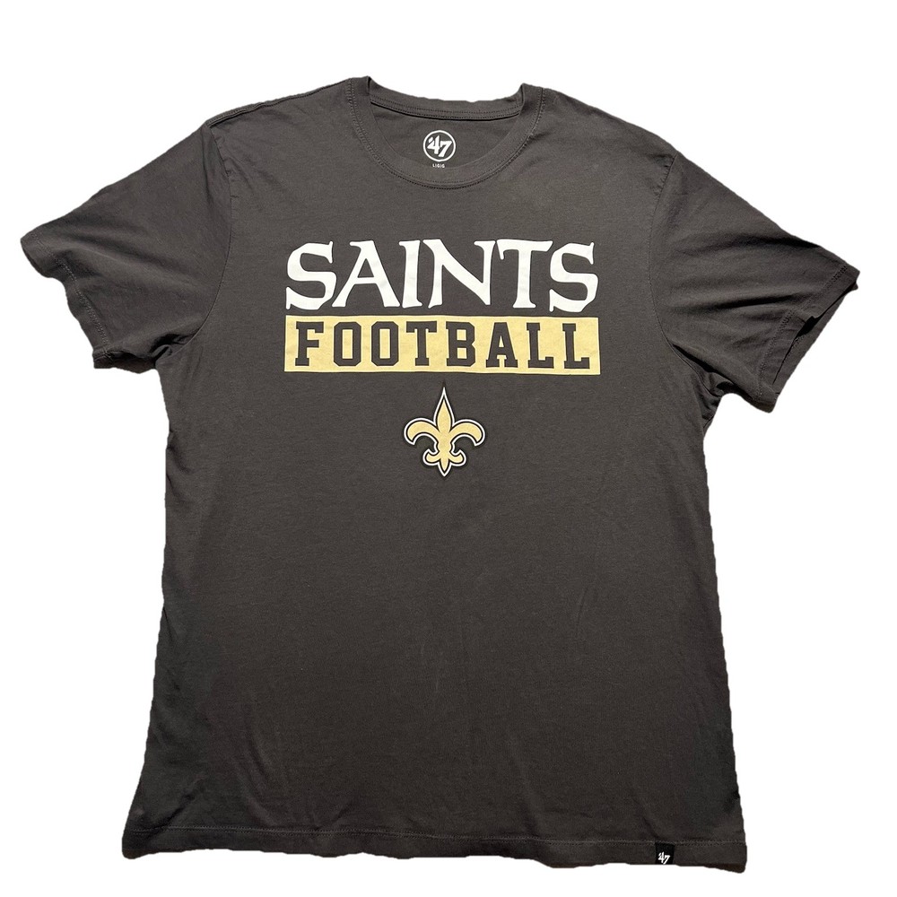 ‘47 Brand New Orleans Saints NFL Logo Double Sided Graphic T-Shirt Size Large
