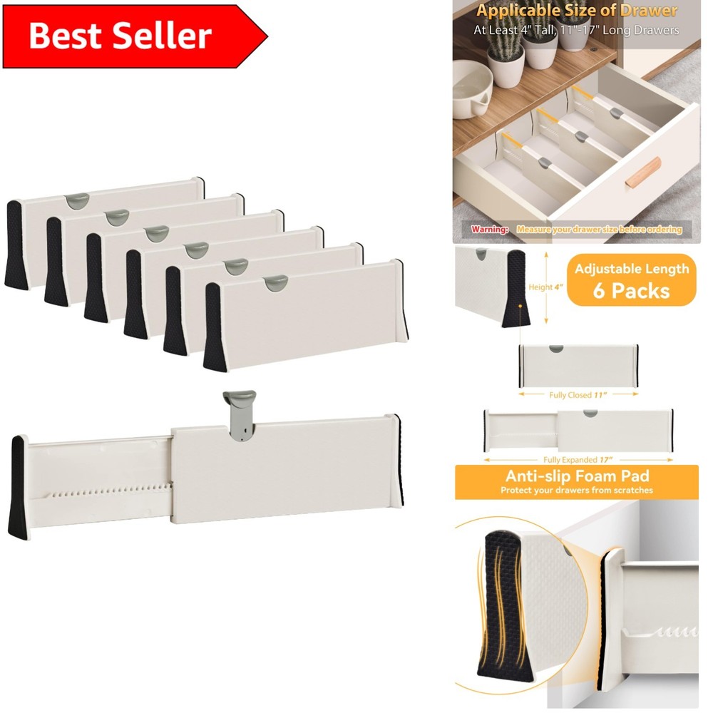 Versatile 6-Pack Adjustable Drawer Dividers for Organized Spaces